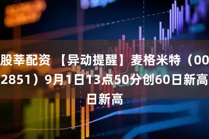 股莘配资 【异动提醒】麦格米特（002851）9月1日13点50分创60日新高